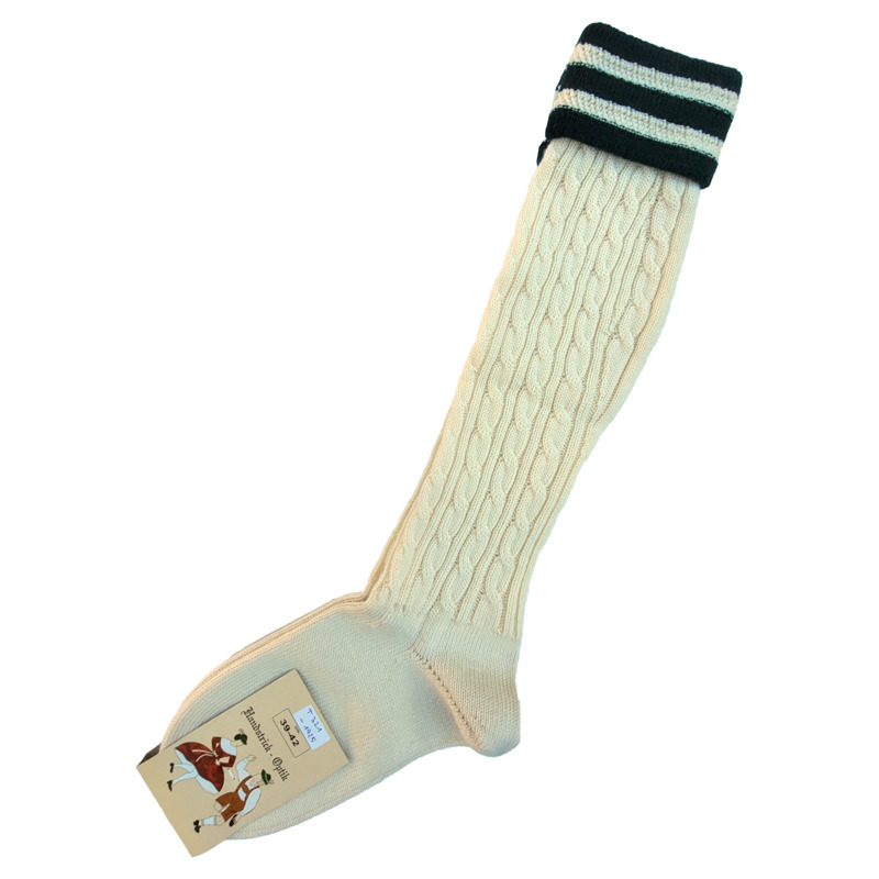 Trachtenkniebundstrumpf in Handstrickmuster und Wade mit Umschlag