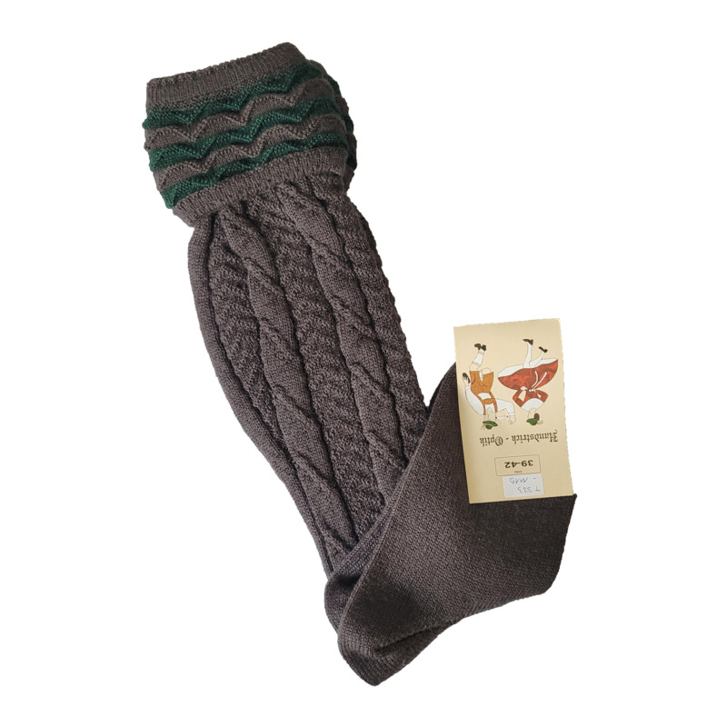 Trachtenkniebundstrumpf in Handstrickmuster und Wade mit Umschlag